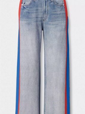 Rag & Bone light Wash “Jeans” with Red and Blue Side Stripes